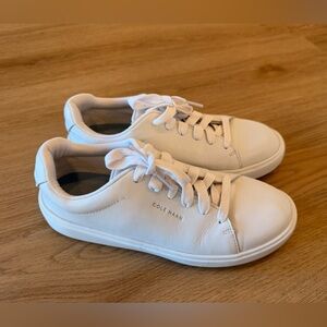 Cole Haan White Leather Lace-Up Sneakers